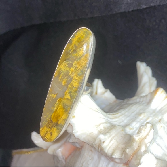 Stick Agate Handcrafted elongated Natural Gemstone ring - Picture 5 of 8